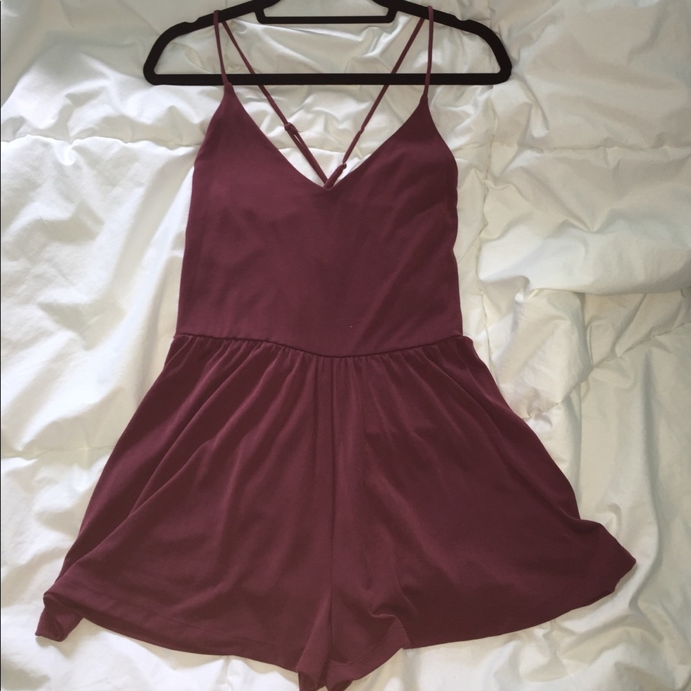 Forever 21 Maroon Pleated Romper